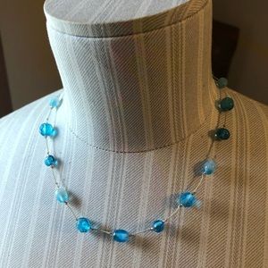 Two tone Blue Beaded Necklace